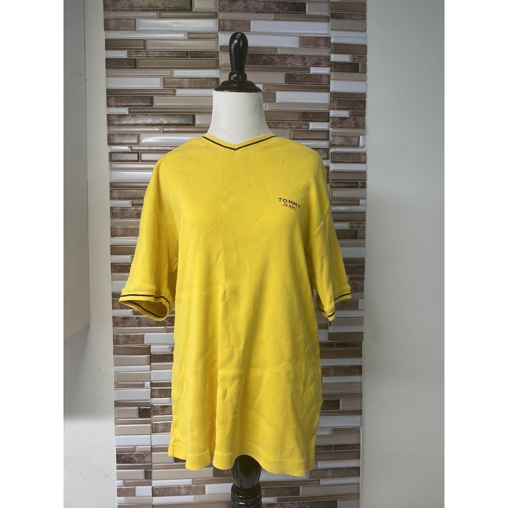 Vintage Tommy Hilfiger/Tommy Jeans Corduroy Ribbed V-Neck Size XL Yellow